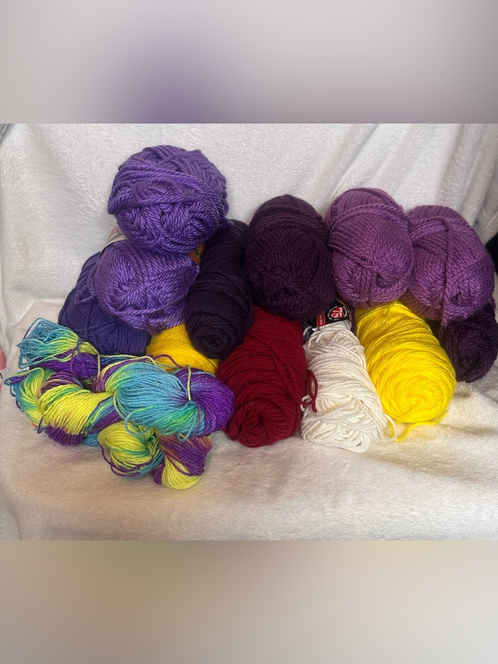 Y-07 Assorted Purple, Yellow & Multicolor Yarn Bundle - Craft Knitting Supply